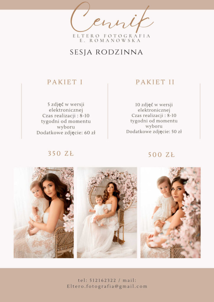 CENNIK SESJA RODZINNA 2025